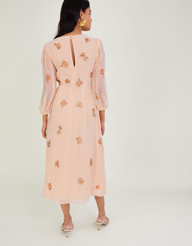 Ava Embroidered Dress in Recycled Polyester, Orange (CORAL), large