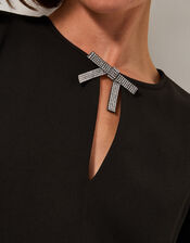 Arlette Feather Mini Dress, Black (BLACK), large