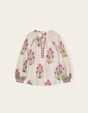 East Roza Woodblock Cotton Top, Multi (MULTI), large