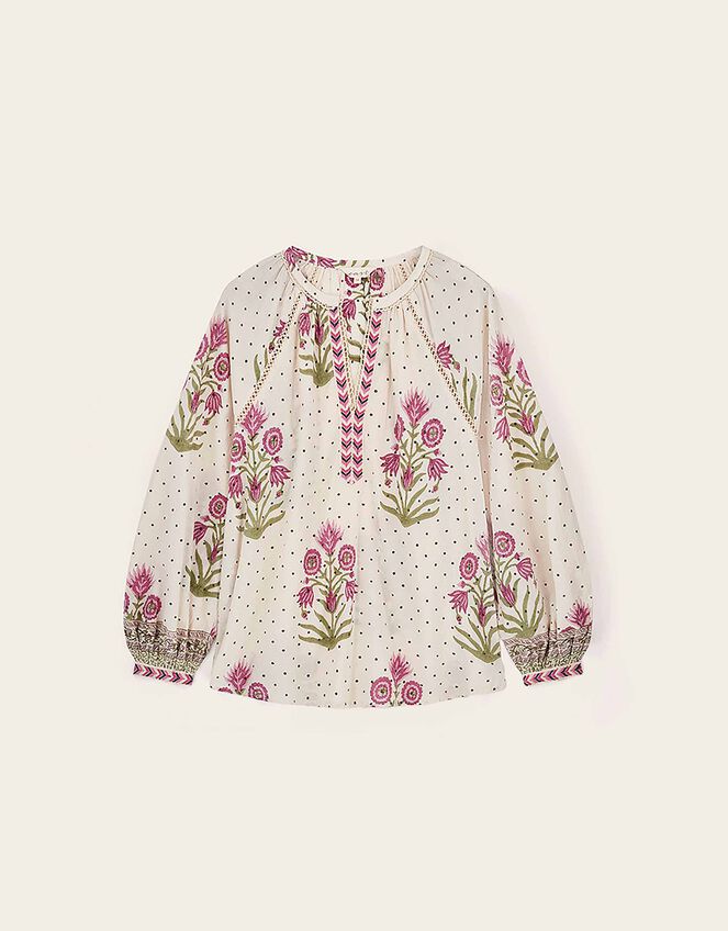 East Roza Woodblock Cotton Top, Multi (MULTI), large