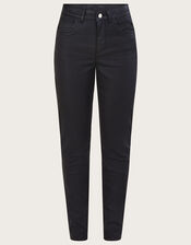 Coated Denim Skinny Jeans, Black (BLACK), large