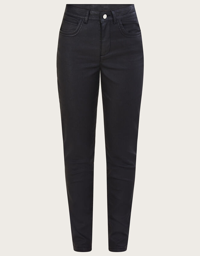 Coated Denim Skinny Jeans, Black (BLACK), large