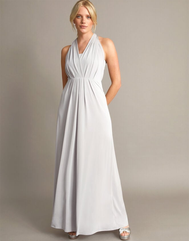 Thea Twist Me Tie Me Maxi Dress, Silver (SILVER), large