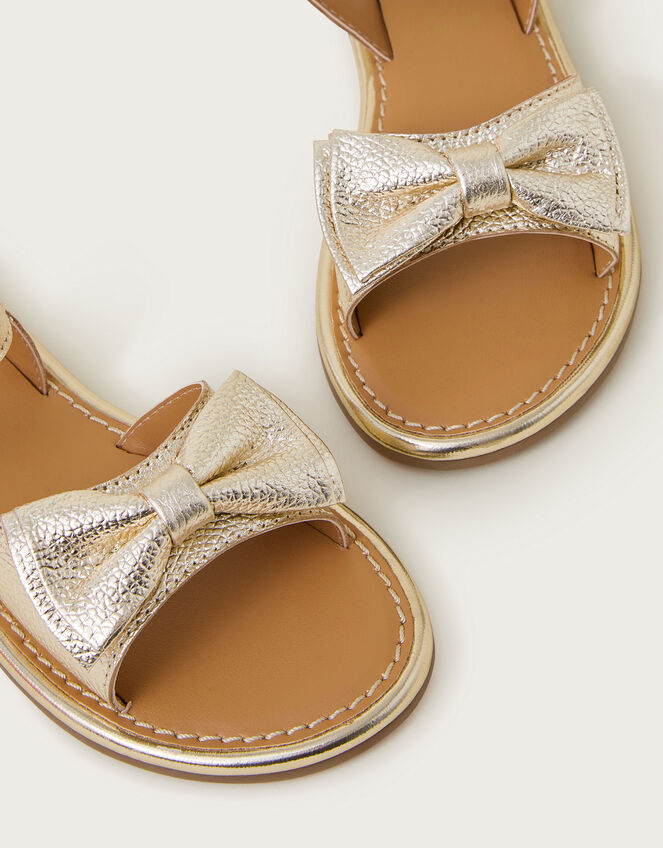 Leather Bow Sandals, Gold (GOLD), large
