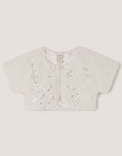 Ellie Embellished Faux Fur Cardigan, Ivory (IVORY), large