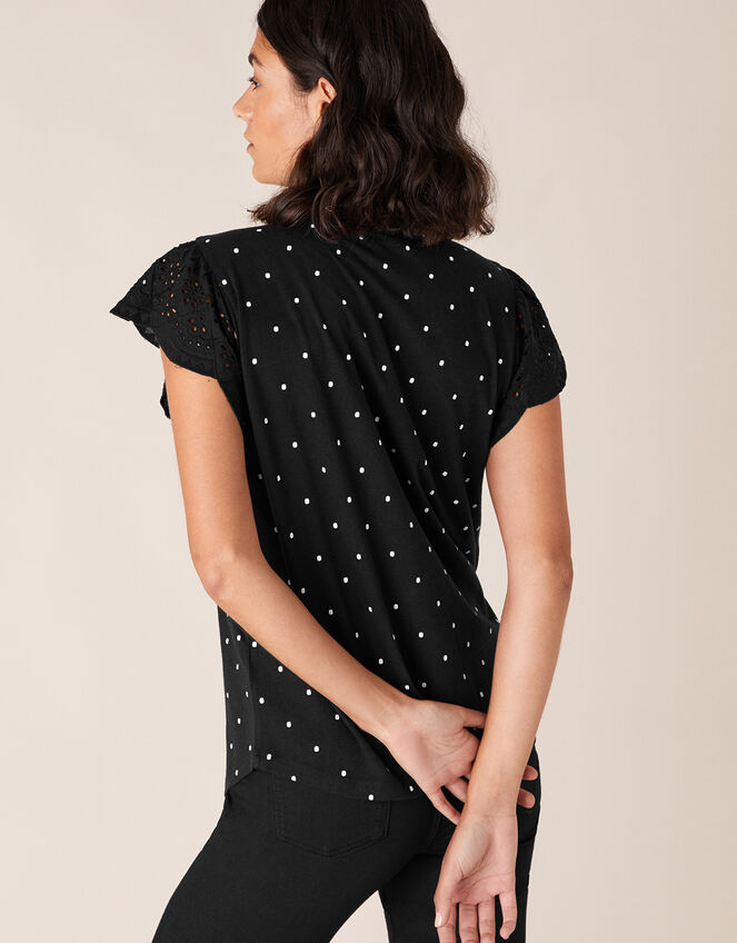 Spot Top with Linen and Organic Cotton, Black (BLACK), large