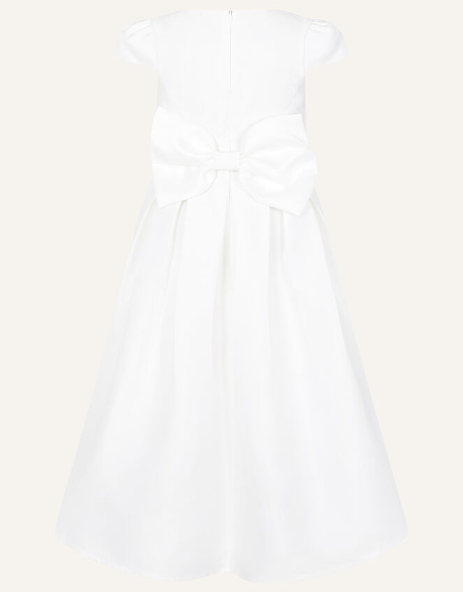 Katharine Duchess Twill High-Low Dress, Ivory (IVORY), large