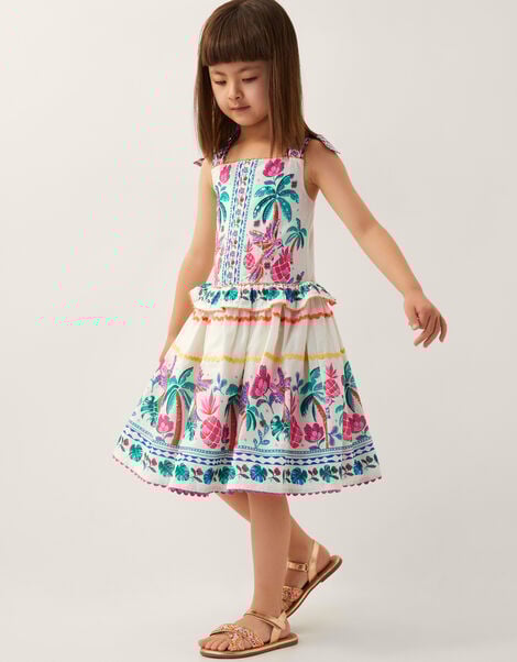 Tropical Print Sundress, Ivory (IVORY), large