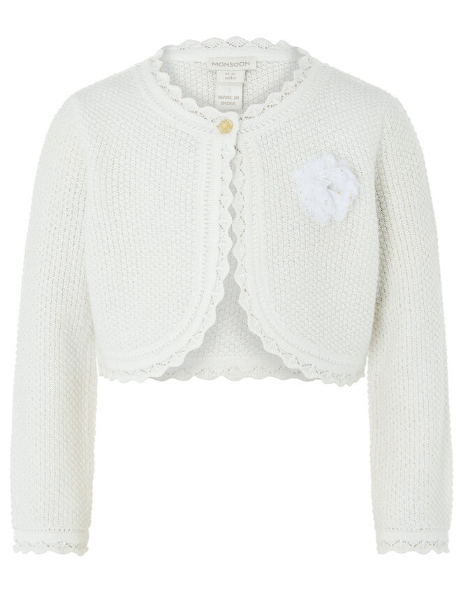 Baby Shimmer Knit Cardigan, Ivory (IVORY), large
