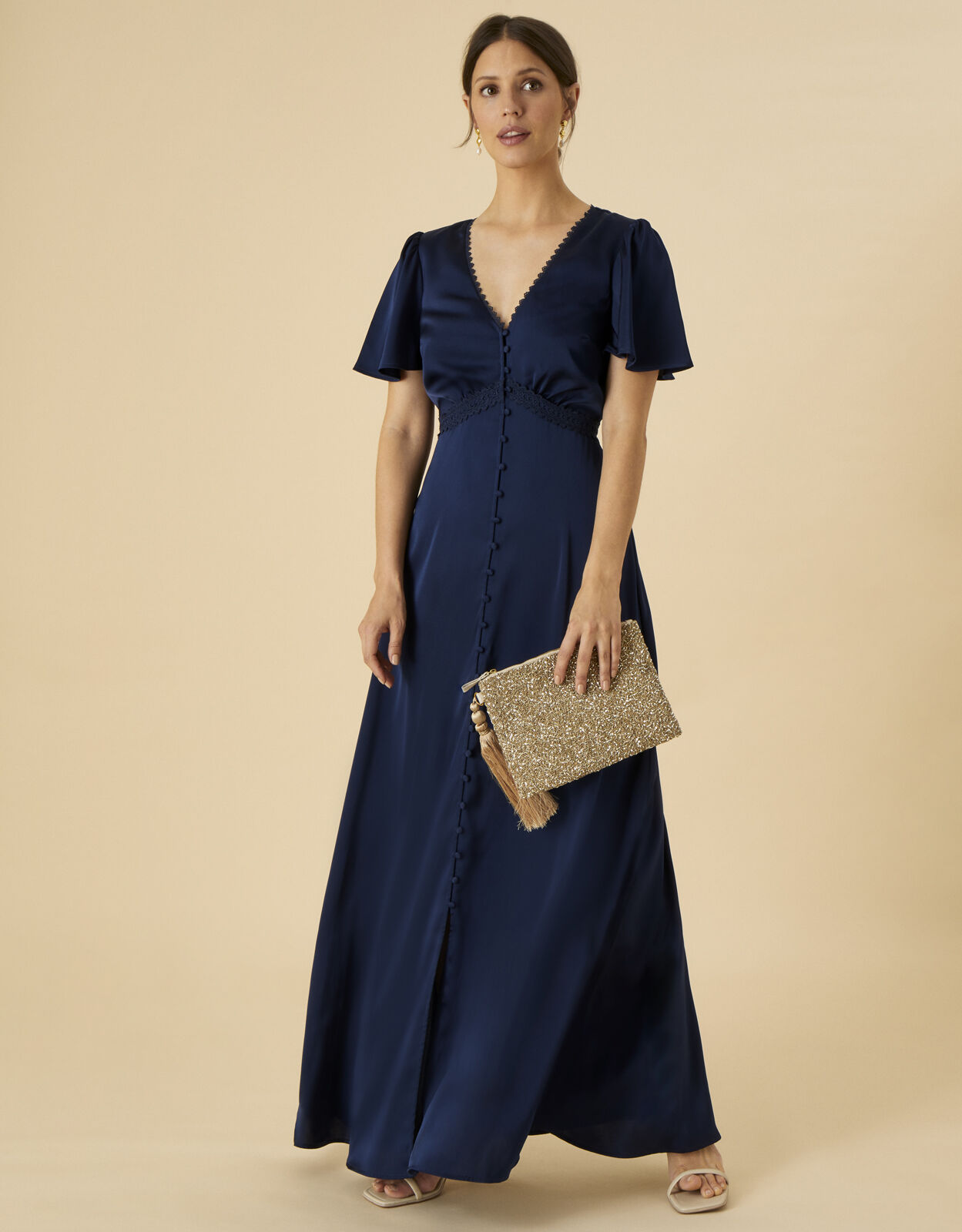 Monsoon navy shop maxi dress