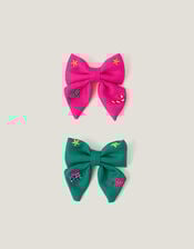 2-Pack Christmas Embroidered Bow Hair Clips, , large