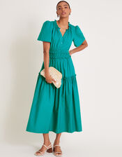 Lorena Frill Midi Dress, Teal (TEAL), large