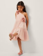 Ruby Asymmetric Flower Tulle Dress, Pink (PINK), large