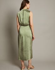 Livia Satin Cowl Halter Midi Dress, Green (SAGE), large