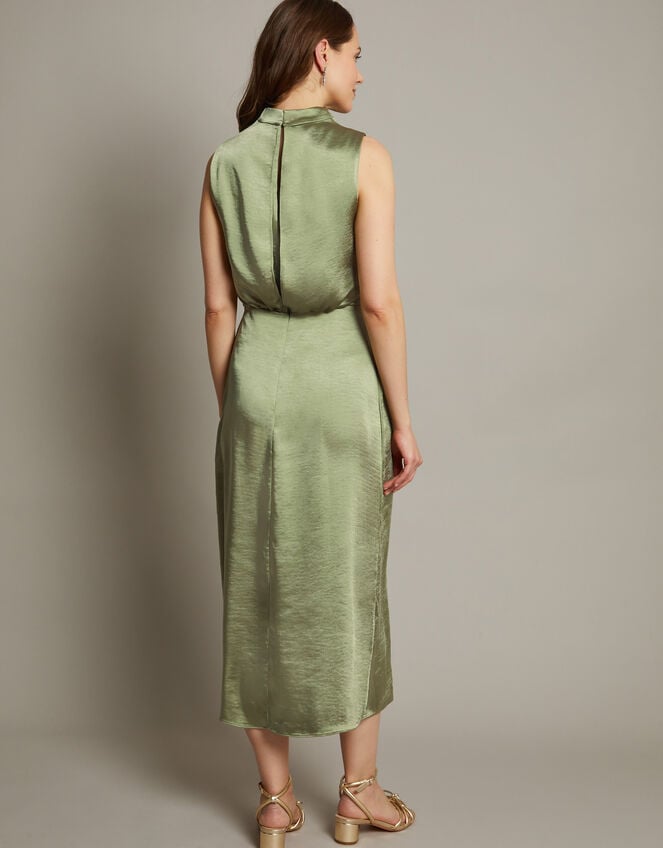 Livia Satin Cowl Halter Midi Dress, Green (SAGE), large
