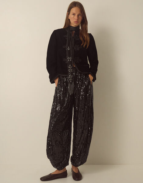 Selah Sequin Balloon Trousers, Black (BLACK), large