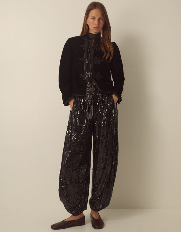Selah Sequin Balloon Trousers, Black (BLACK), large