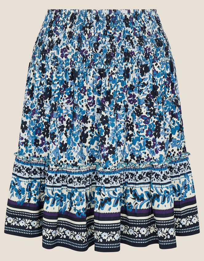 Petronella Ditsy Floral Jersey Skirt, Blue (NAVY), large