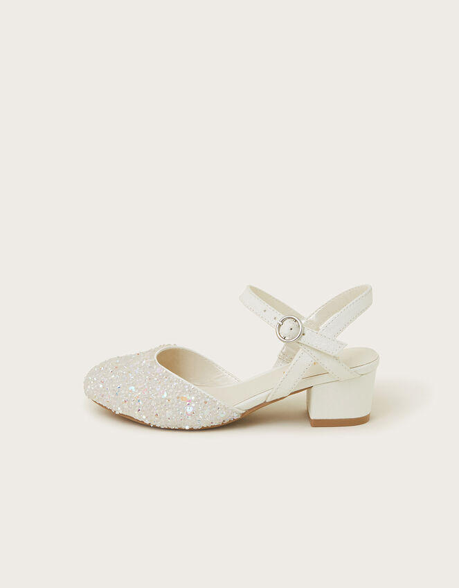 Sparkle Closed-Toe Strappy Heels, Ivory (IVORY), large