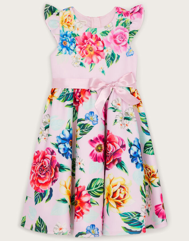 Flo Floral Scuba Dress with Recycled Polyester, Pink (PINK), large