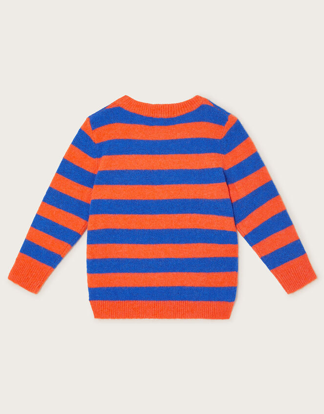 Stripe Knitted Sweater, Orange (ORANGE), large