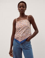 Ari Floral Scarf Bandeau Top, Blue (BLUE), large