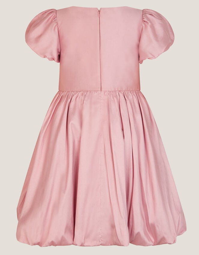 Puff Sleeve Velvet Bow Party Dress, Pink (DUSKY PINK), large