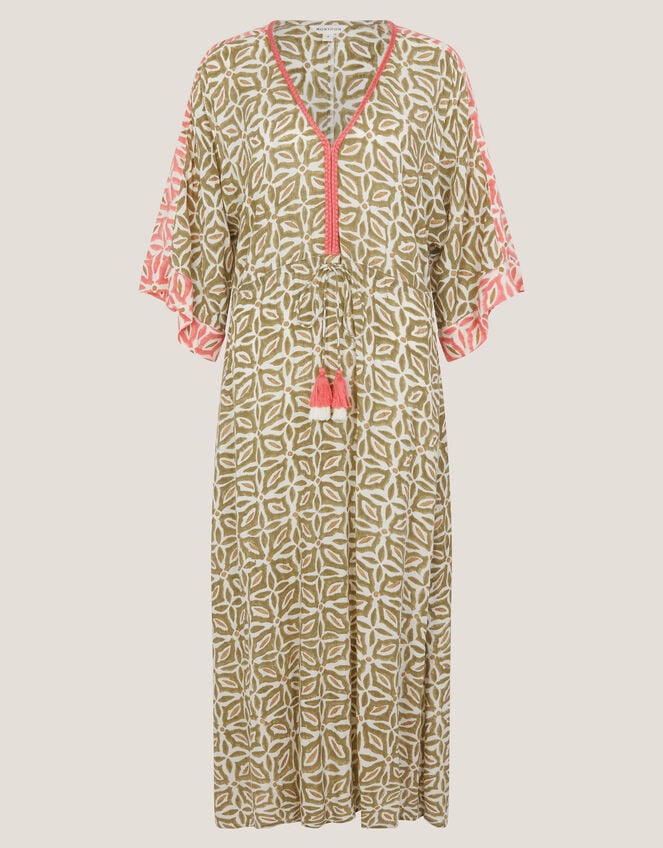 Elma Print Midi Beach Dress, Green (KHAKI), large