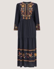 Lucie Floral Embroidered Midi Dress, Blue (NAVY), large