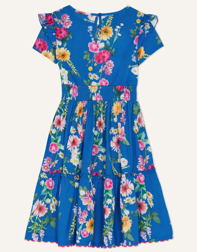 Floral Print Jersey Dress, Blue (BLUE), large