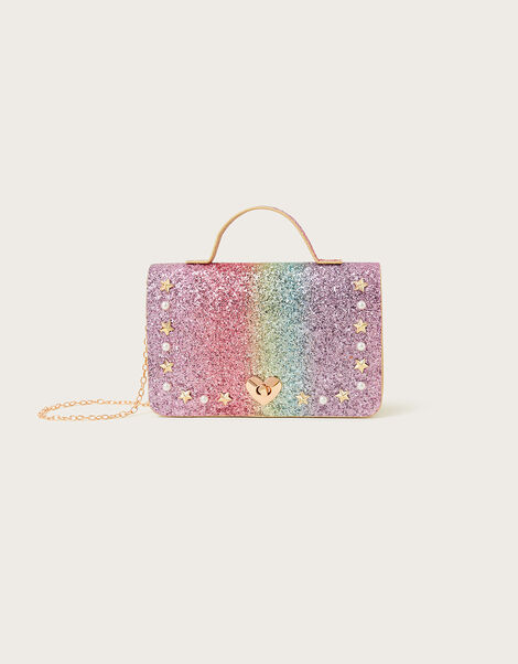 Over The Rainbow Glitter Satchel Bag, , large