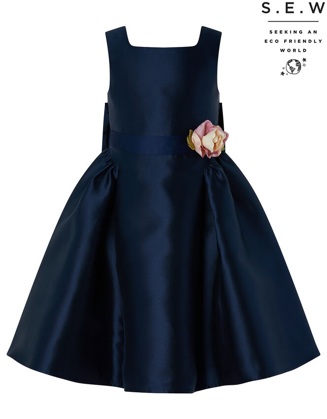 Cynthia Duchess Occasion Dress in Recycled Polyester, Blue (NAVY), large