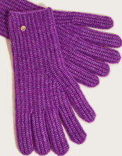 Super Soft Knit Gloves with Recycled Polyester, Purple (PURPLE), large