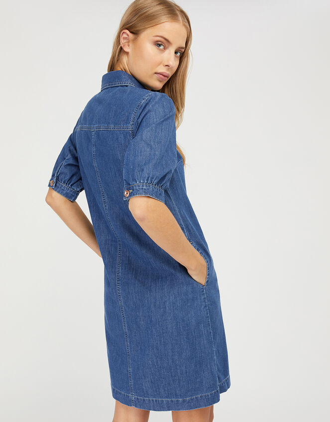 Denim Shirt Dress in Organic Cotton, Blue (DENIM BLUE), large