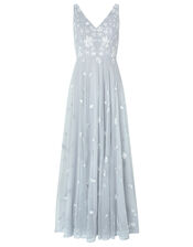Clemence Embroidered Maxi Dress, Blue (BLUE), large