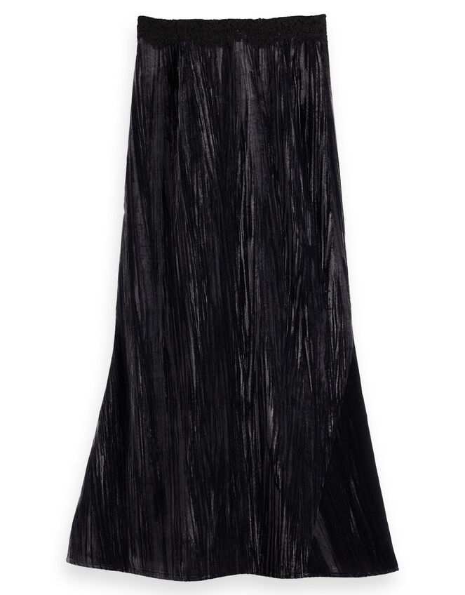 Scotch and Soda Velvet Midi Skirt, Black (BLACK), large