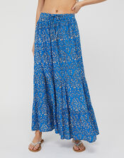 Wren Hand Screen Print Skirt in LENZING™ ECOVERO™, Blue (BLUE), large