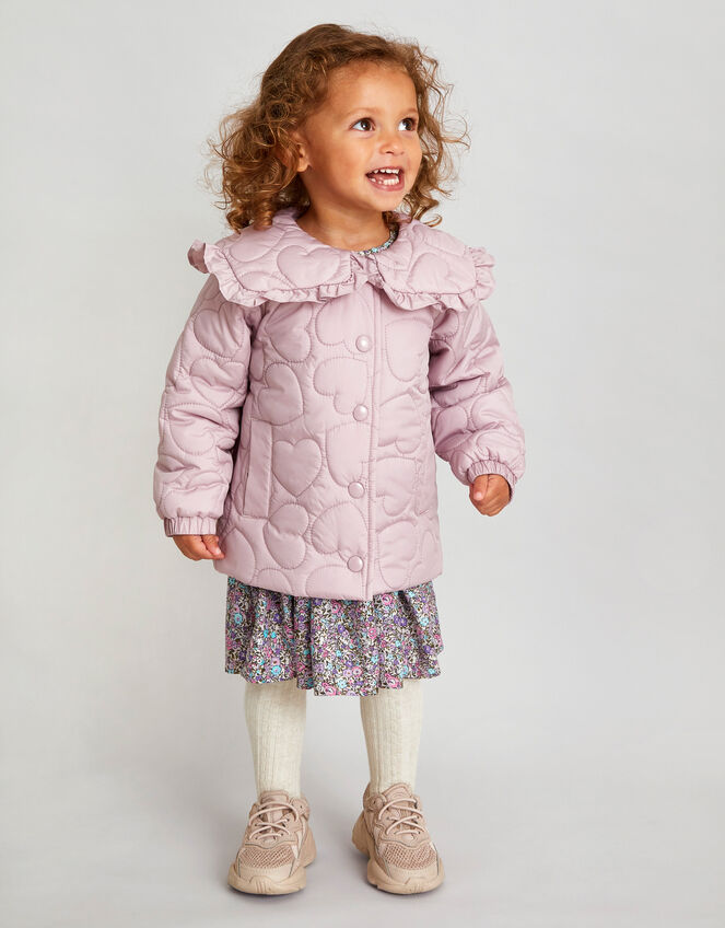 Baby Heart Quilted Bomber Coat, Purple (LILAC), large