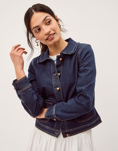 Sadie Frill Denim Jacket, Blue (INDIGO), large