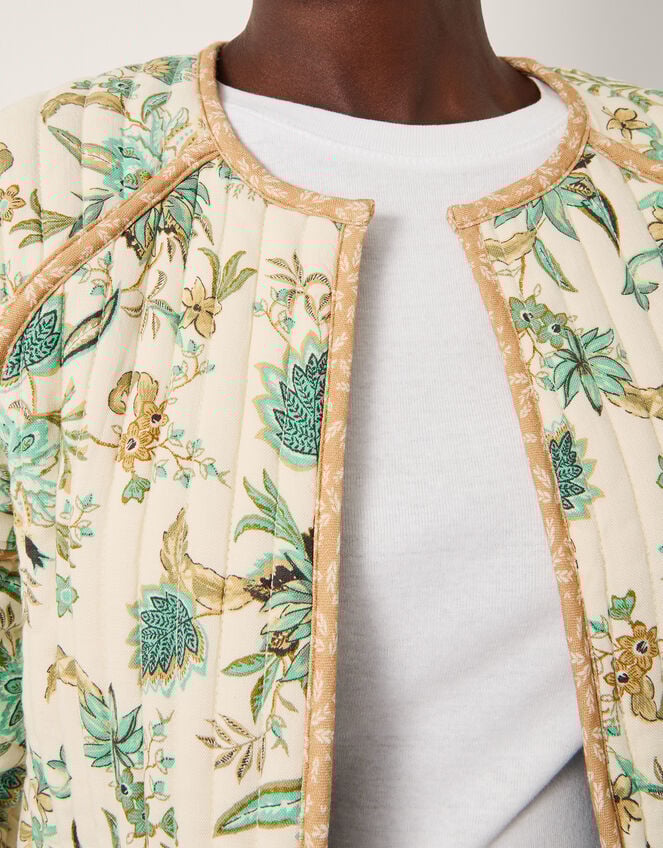 Saoirse Reversible Floral Quilted Jacket, Ivory (IVORY), large