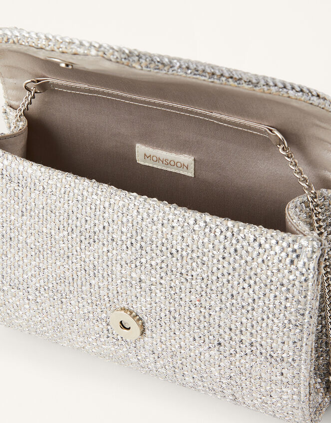 Metallic Rope Envelope Clutch Bag , , large