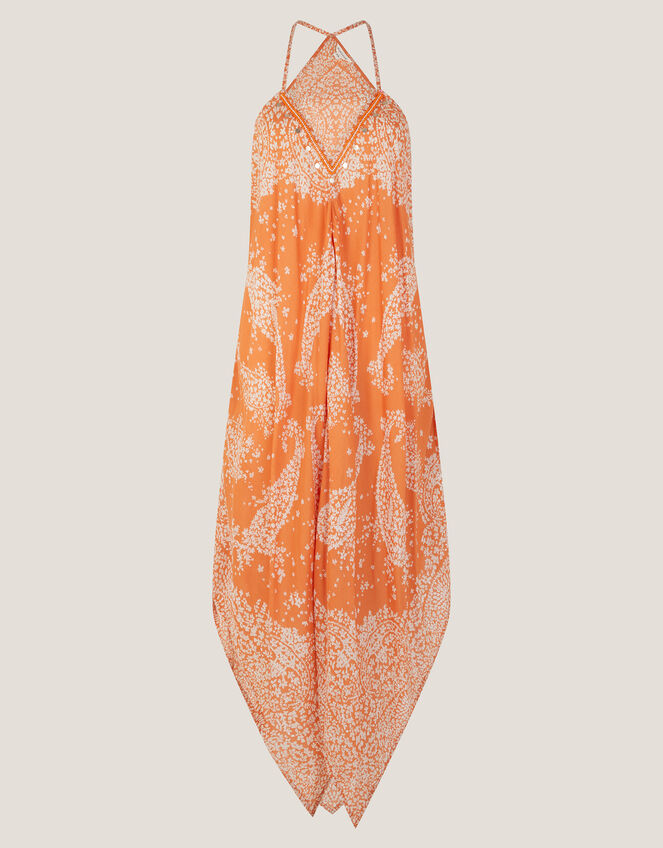 Madison Paisley Handkerchief Midi Dress, Orange (ORANGE), large