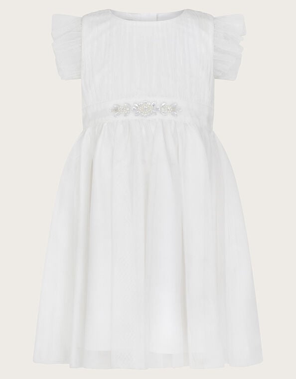 Baby Penelope Belt Dress, Ivory (IVORY), large