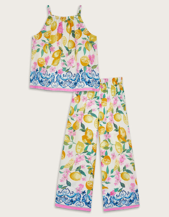 Lemon Print Cami Top and Pants Set, Yellow (YELLOW), large