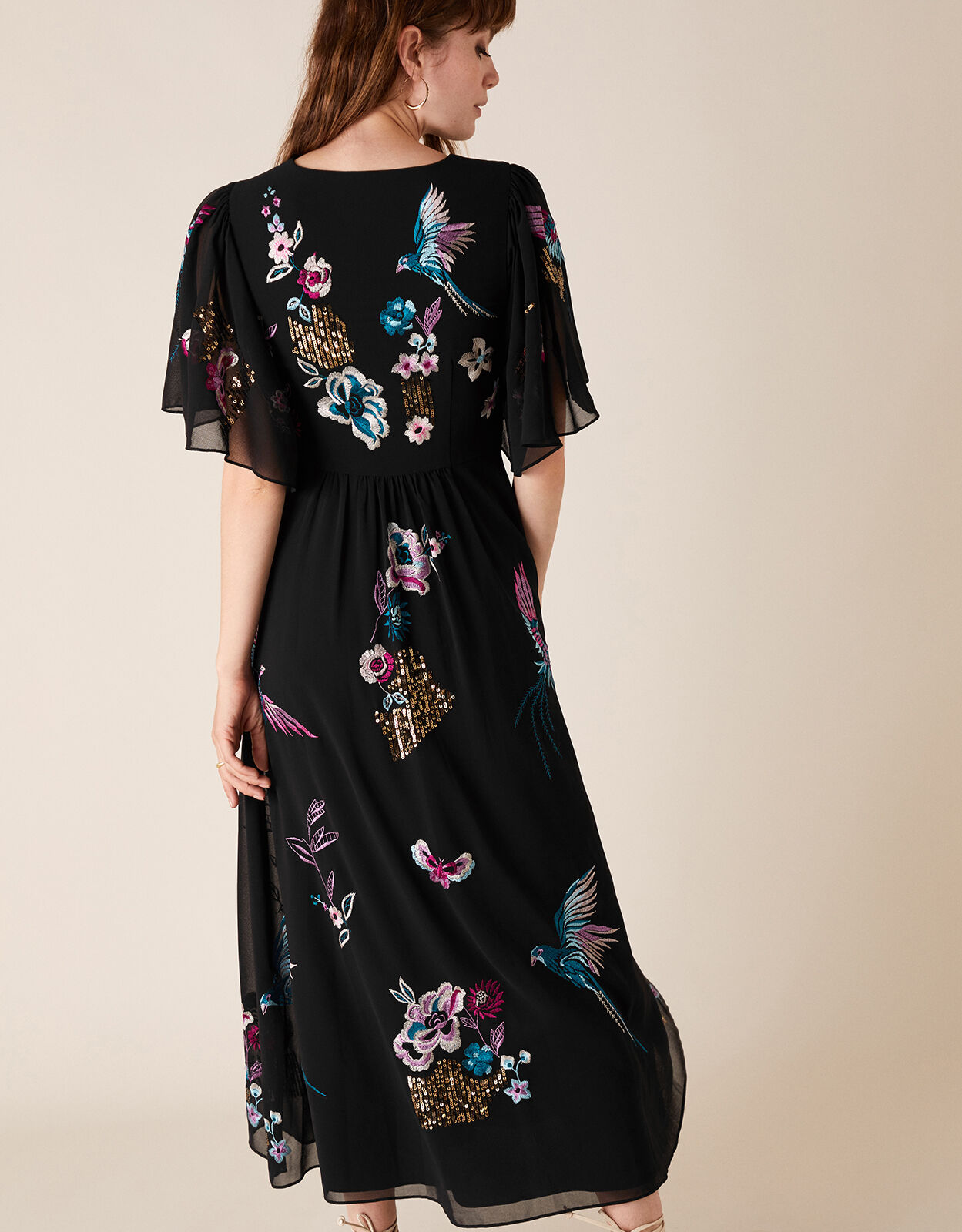 Monsoon black on sale embroidered dress