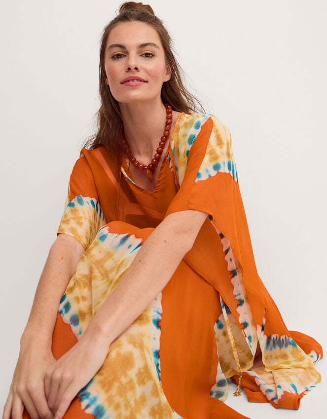 Sasha Artisanal Tie-Dye Midi Kaftan, , large