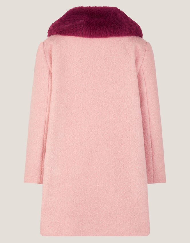 Heart Boucle Faux Fur Collar Coat, Pink (PINK), large