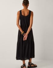 Maddi Sleeveless Embroidered Midi Dress, Black (BLACK), large