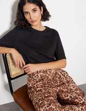Arielle Leopard Print Trousers, Brown (BROWN), large