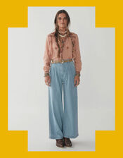 Maison Hotel Wide-Leg Trousers, Blue (PALE BLUE), large